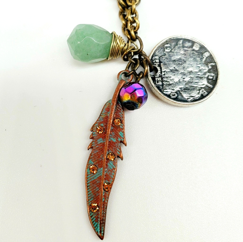 American Eagle Feather Belgie Coin Necklace